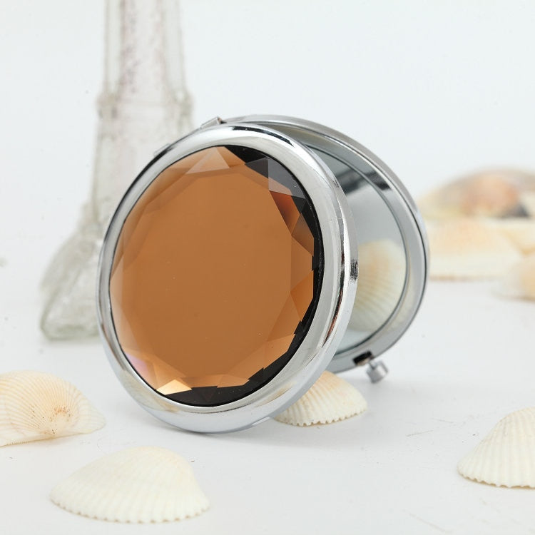 1Pc Luxury Crystal Makeup Mirror Portable Round Folded Compact Mirrors Gold Silver Pocket Mirror Making Up for Personalized Gift