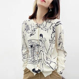 Women Graffiti style Cashmere Cardigan New Arrival O-Neck