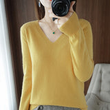 Autumn Winter New cashmere Sweater Woman V-Neck