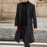 Autumn Winter Mens Coat Solid Long Sleeve Jackets Fleece Men Trench Coat