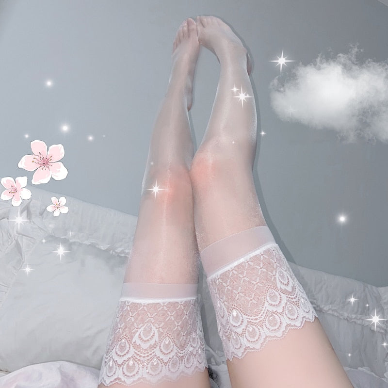 Oil Shine  Lace Top  Sexy Stockings