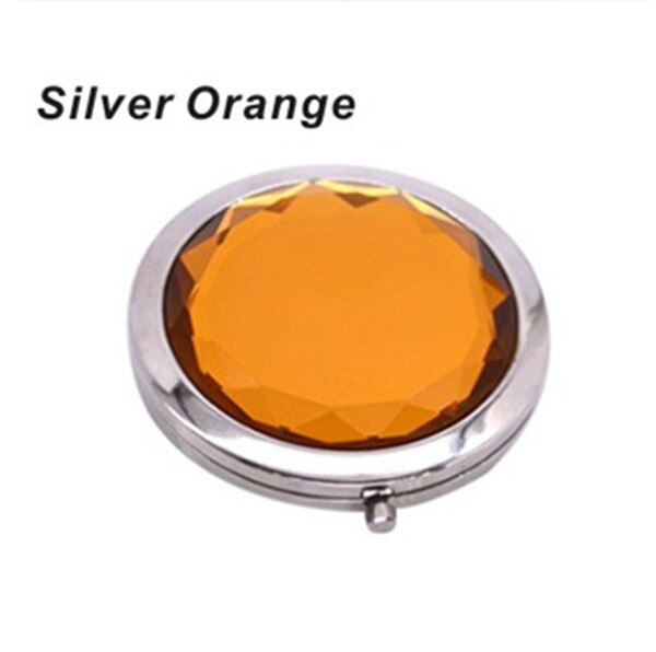 1Pc Luxury Crystal Makeup Mirror Portable Round Folded Compact Mirrors Gold Silver Pocket Mirror Making Up for Personalized Gift