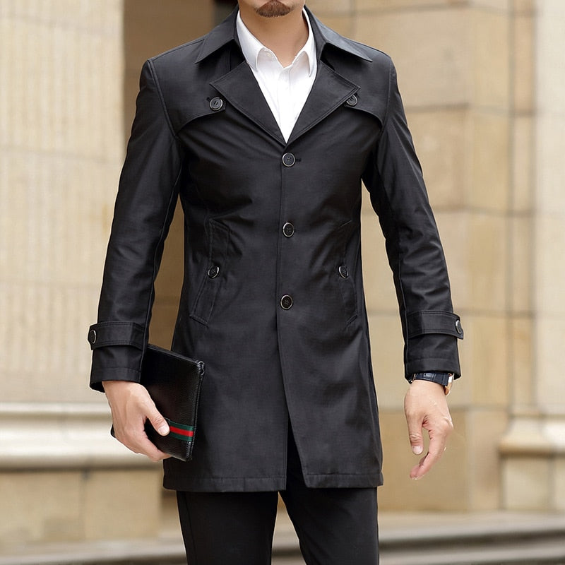 Trench Coats Superior Quality Buttons Male Fashion Outwear Jackets Smart