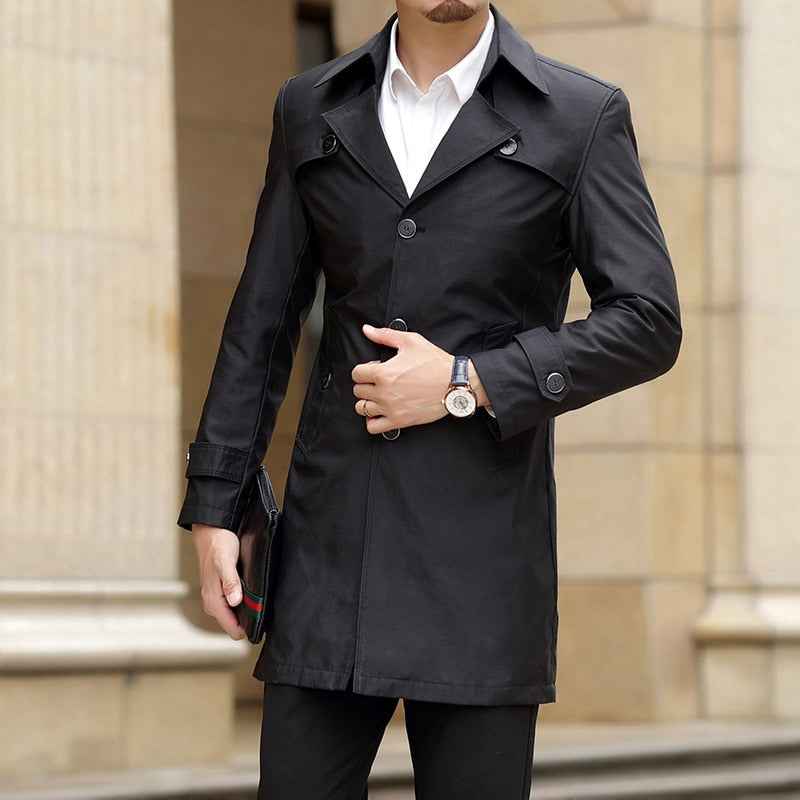 Trench Coats Superior Quality Buttons Male Fashion Outwear Jackets Smart