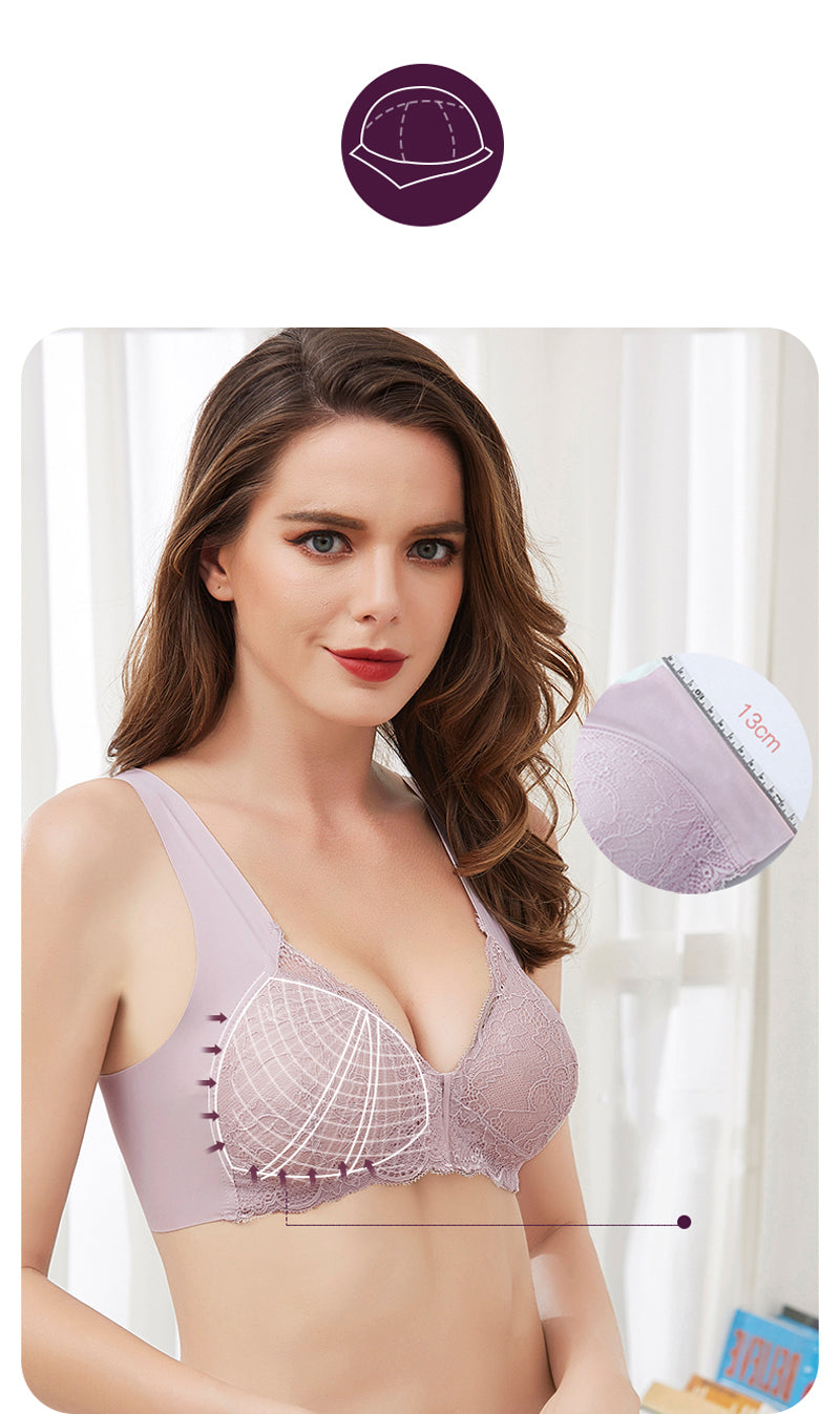 Front Closure Wireless Gather Bralette Push Up And Lace Bras