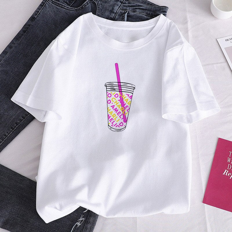 Charli DAmelio Ice Coffee Print Clothing Tops T-Shirt