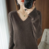 Autumn Winter New cashmere Sweater Woman V-Neck