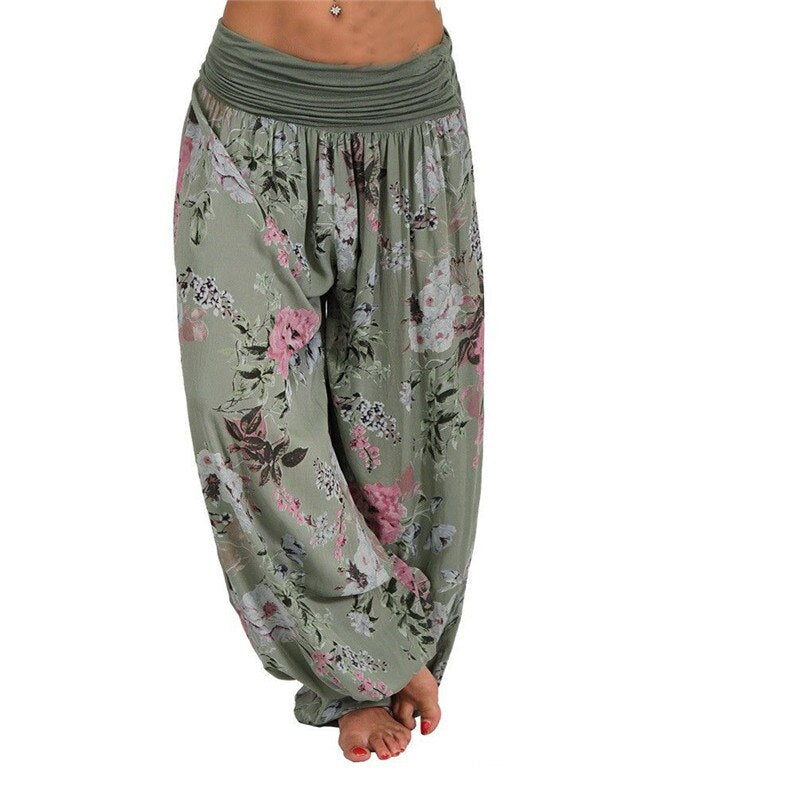 Floral Print Long Vintage Harem Beach Trousers