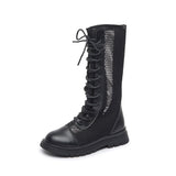 Summer Autumn Girls Knee-high Boots Roman Cross-tied Flat With Fashion