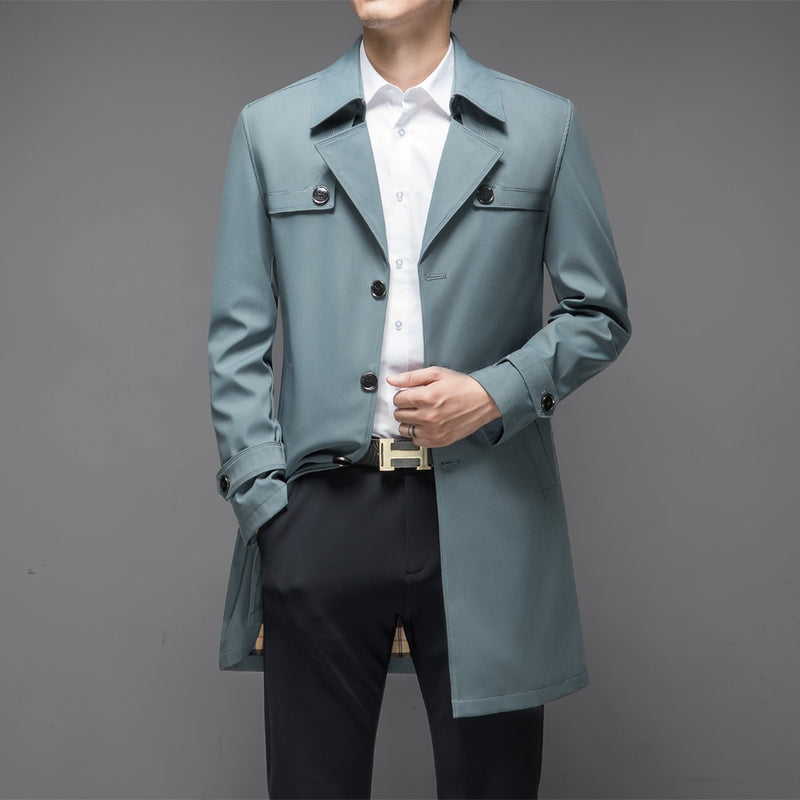 Autumn Men Long Trench Coats Superior Quality Male Fashion Outerwear