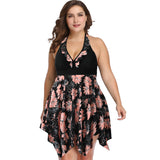 Two Piece Floral Printed  Swim Dress With Pants