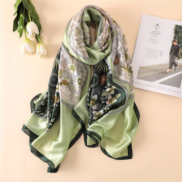 Classic Silk Scarf: Large Print Elegance