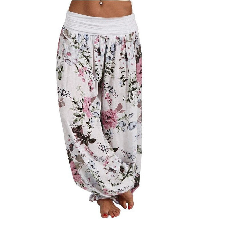 Floral Print Long Vintage Harem Beach Trousers