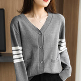 Women Cashmere Sweater Autumn V-Neck Cashmere Knit Cardigan