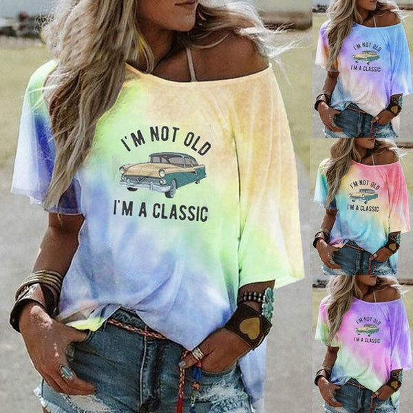 Tie Dye Shirts Car Printing Sleeve Loose Tshirts
