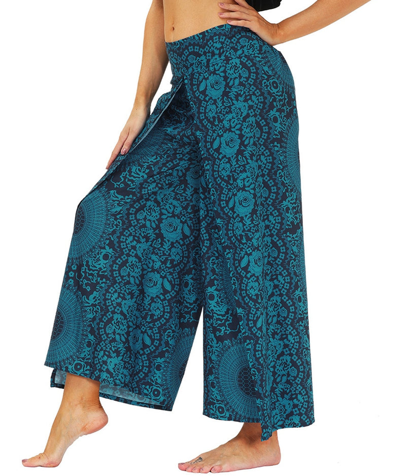 Slit Wide Leg Palazzo Casual Beach Vintage Pilate Pants