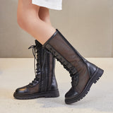 Summer Autumn Girls Knee-high Boots Roman Cross-tied Flat With Fashion