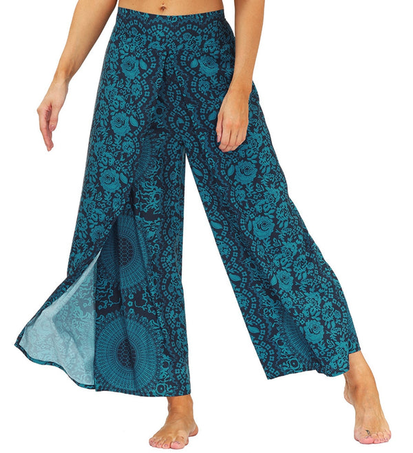 Slit Wide Leg Palazzo Casual Beach Vintage Pilate Pants