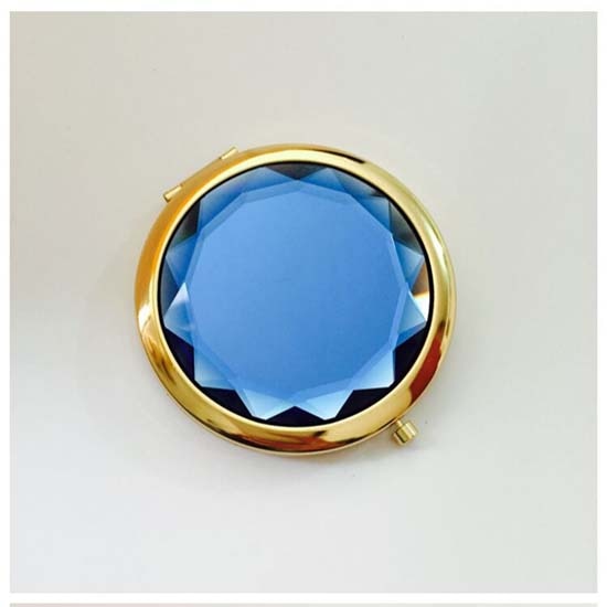 1Pc Luxury Crystal Makeup Mirror Portable Round Folded Compact Mirrors Gold Silver Pocket Mirror Making Up for Personalized Gift