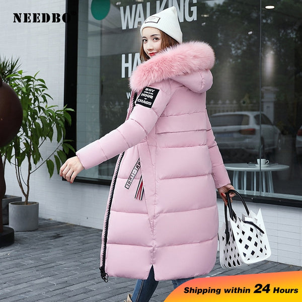 NEEDBO Winter Puffer  Jacket with Fur Collar