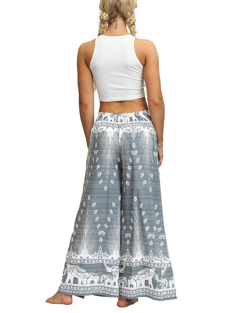 Slit Wide Leg Casual Beach Vintage Hippie Pants