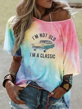 Tie Dye Shirts Car Printing Sleeve Loose Tshirts