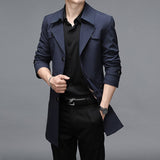 Long Trench Coats Superior Quality Buttons Male Fashion Outerwear