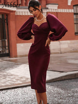 Nibber Sexy V-Neck Off Shoulder Bodycon Dress