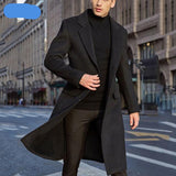 Autumn Winter Mens Coat Solid Long Sleeve Jackets Fleece Men Trench Coat