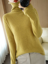 Pure Wool Sweater Woman High Neck Pullover Cashmere Sweater
