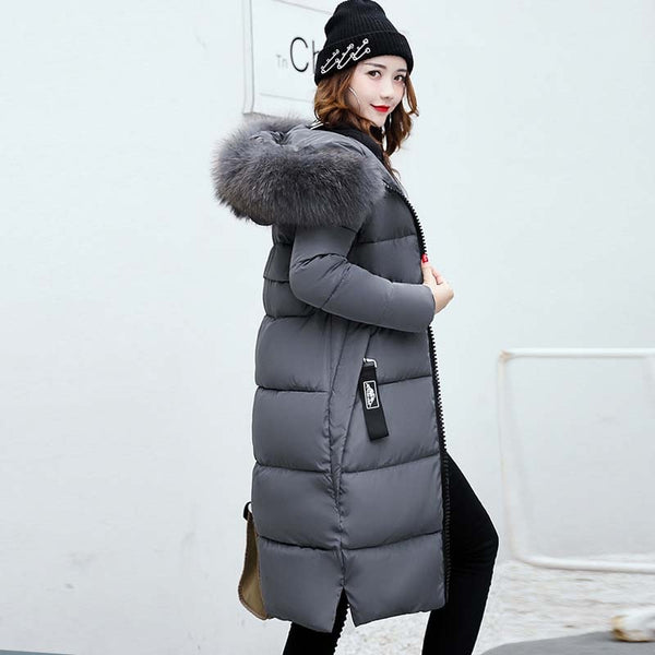 NEEDBO Winter Puffer  Jacket with Fur Collar