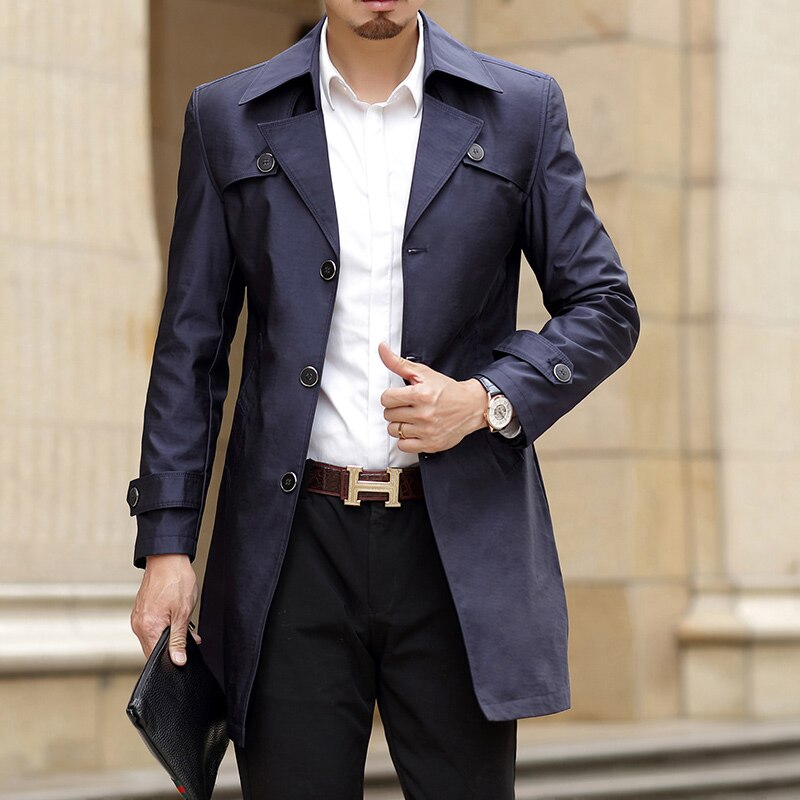 Trench Coats Superior Quality Buttons Male Fashion Outwear Jackets Smart