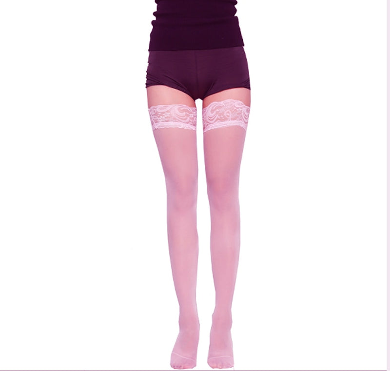 Stockings Sexy Thigh High Lace Top Over Knee Nylon Cute Leg Solid Nightclubs Pantyhose Ladies' Girls