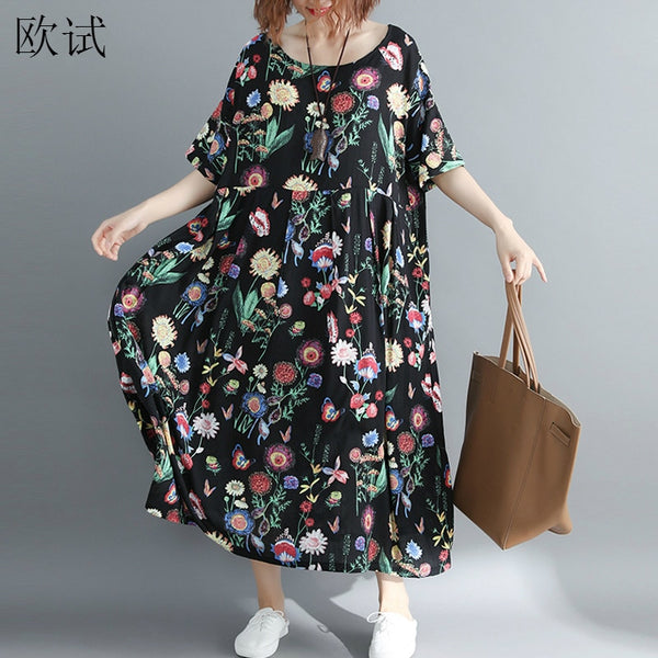 Floral Print Oversized Boho Summer Dress