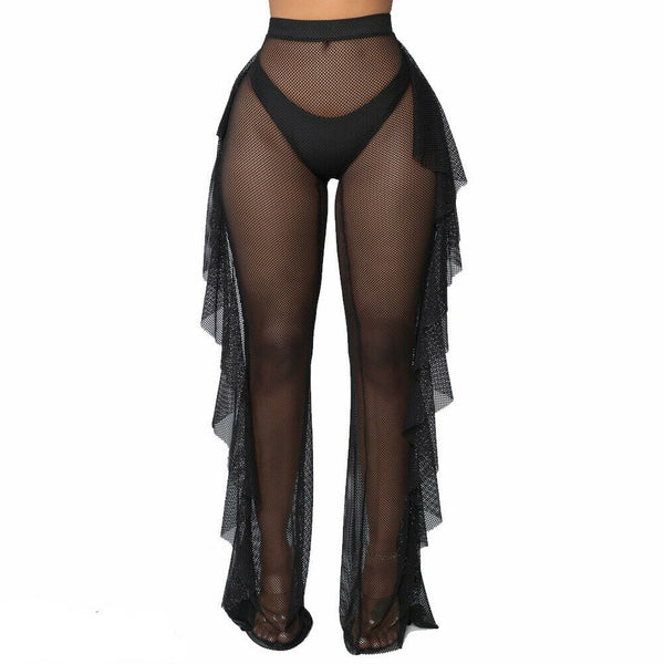 New Sexy Ruffle Beach Mesh Pants