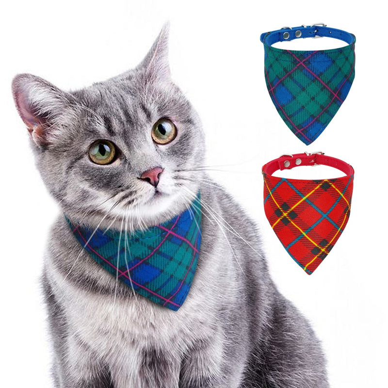 Cat Bandana Collar Plaid Puppy Scarf Adjustable For Small Dogs Cats Kitten Chihuahua Tie