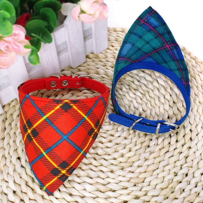 Cat Bandana Collar Plaid Puppy Scarf Adjustable For Small Dogs Cats Kitten Chihuahua Tie