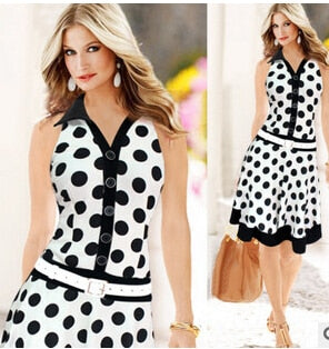 Women's Plus Size Summer Dress Polka Dot Print Patterns Sleeveless