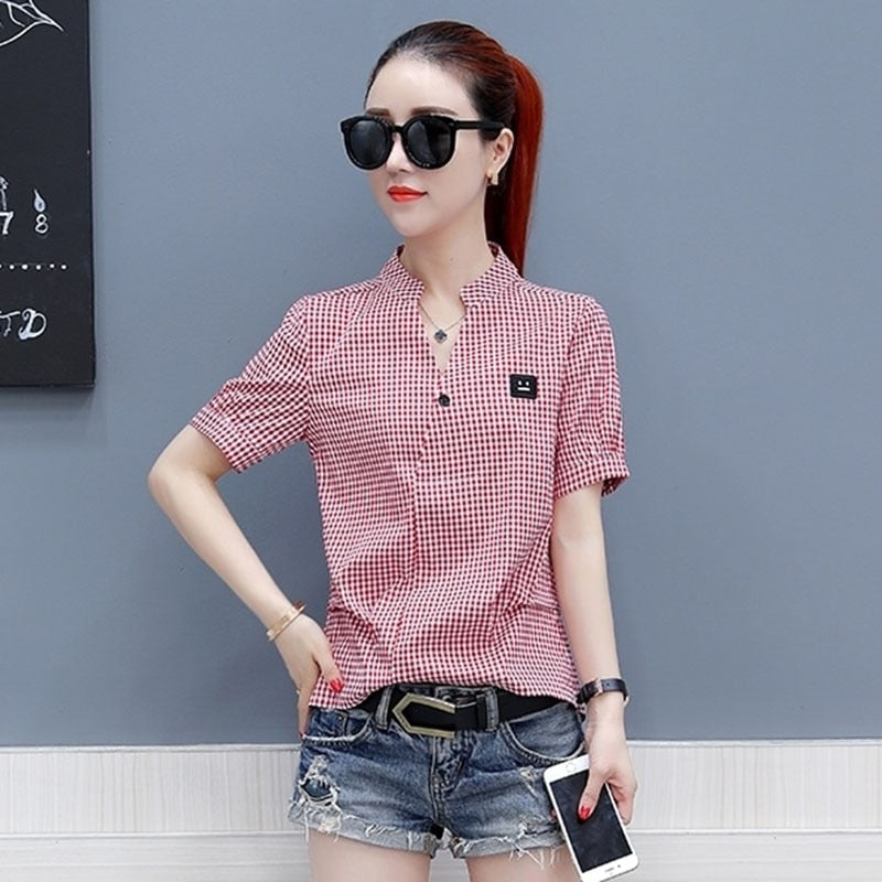 Women's Chiffon Plaid Blouse