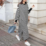 ZANZEA Striped Split Maxi Dress