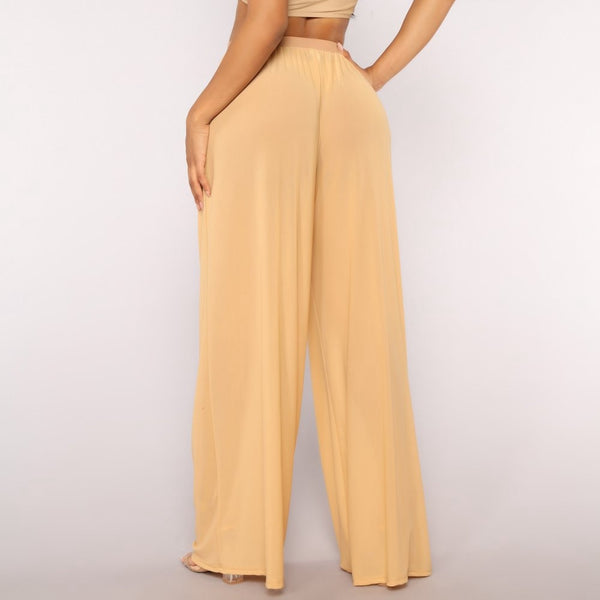 Wide Leg High Waist Beach Long Loose Mesh Sheer Pants