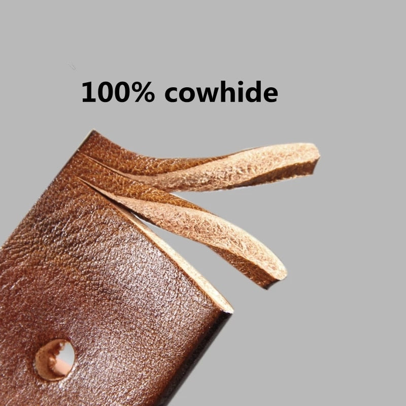 High Quality Vintage Luxury Handmade Leather Belt Copper Buckle  Cinturon Gotico Cowhide