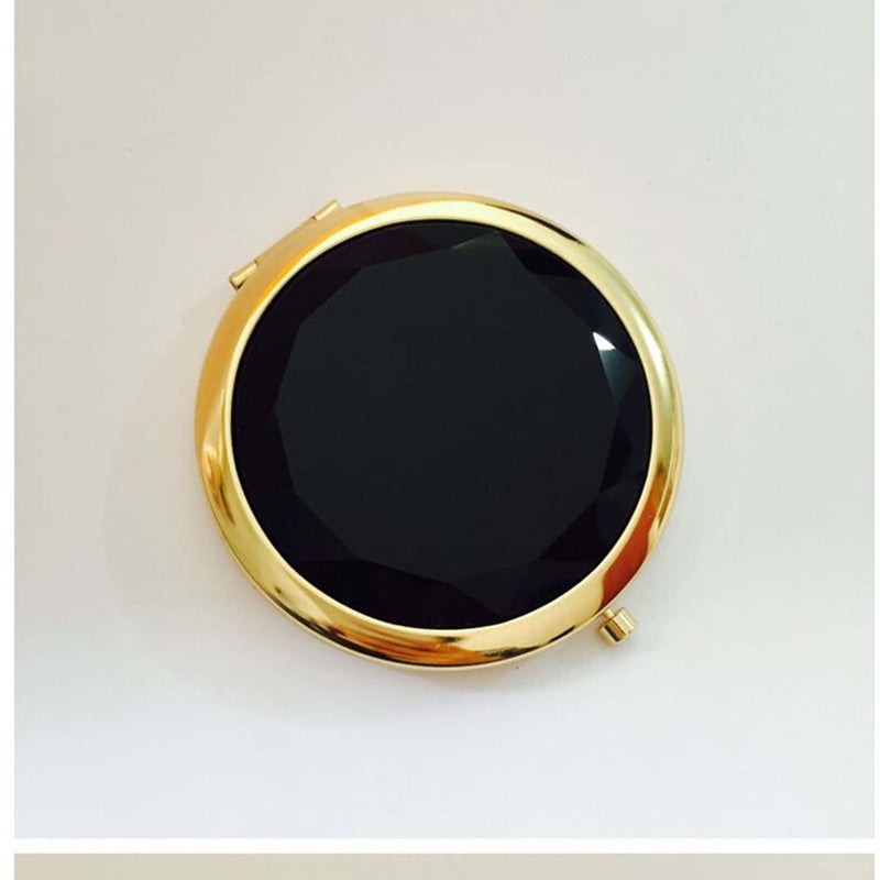 1Pc Luxury Crystal Makeup Mirror Portable Round Folded Compact Mirrors Gold Silver Pocket Mirror Making Up for Personalized Gift