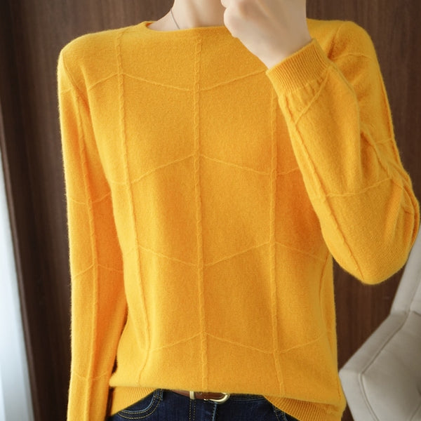 Autumn Winter New Ladies O-neck Long-Sleeved Knitted Pullover Cashmere