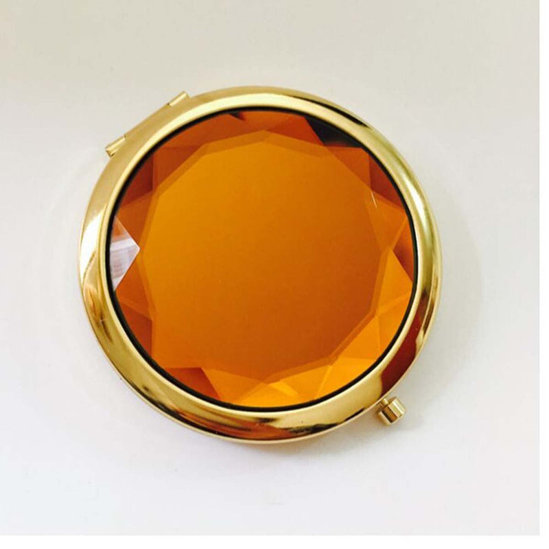 1Pc Luxury Crystal Makeup Mirror Portable Round Folded Compact Mirrors Gold Silver Pocket Mirror Making Up for Personalized Gift