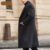 Autumn Winter Mens Coat Solid Long Sleeve Jackets Fleece Men Trench Coat