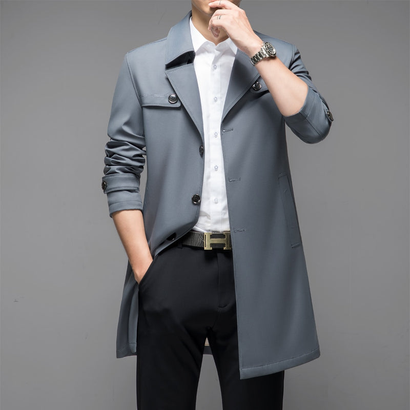 Autumn Men Long Trench Coats Superior Quality Male Fashion Outerwear
