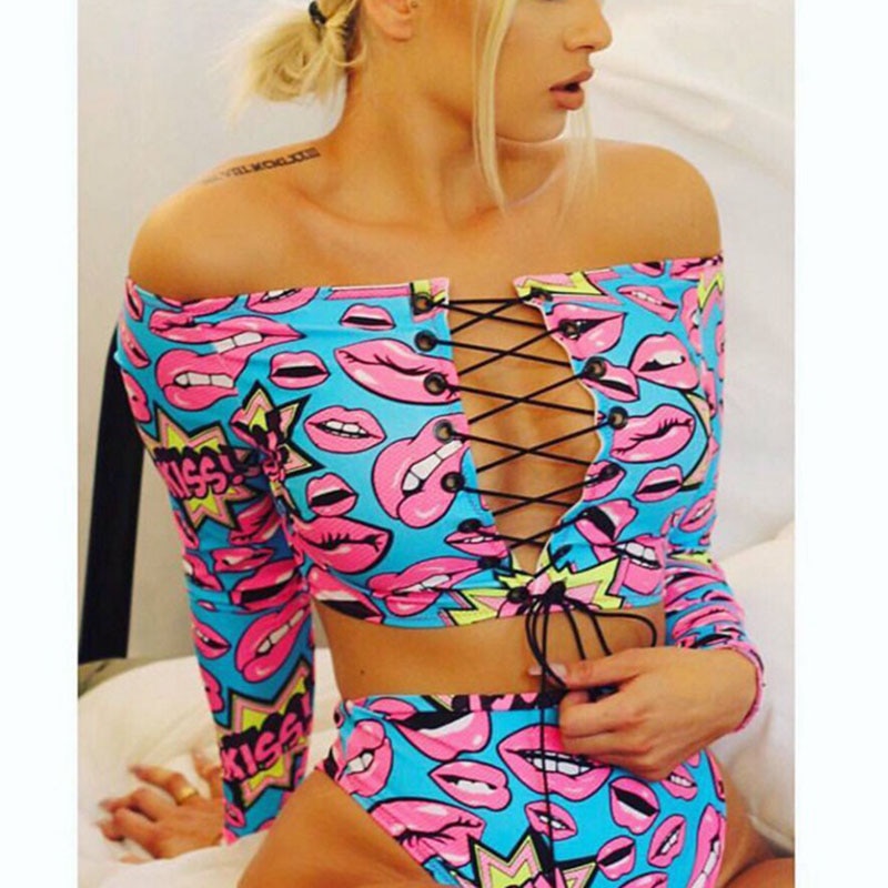 Lace Up Bandeau Push Up New African Print Thong