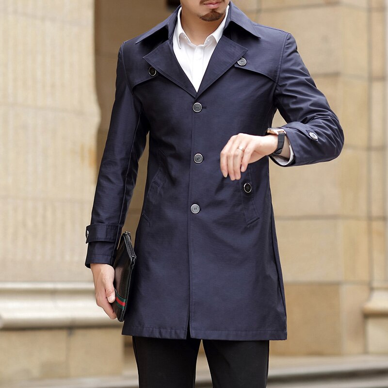 Trench Coats Superior Quality Buttons Male Fashion Outwear Jackets Smart