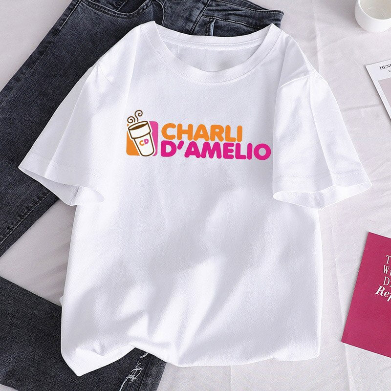 Charli DAmelio Ice Coffee Print Clothing Tops T-Shirt